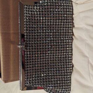 Clutch womens sliver rhinestones bag